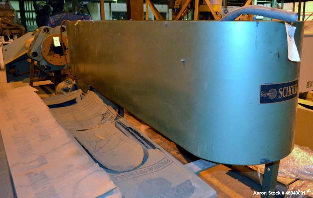 Used Schold High Shear Vertical Mixer, S/N 751594, 100 HP, 150 lbs. Max. Pressure, Speed 355 - 980, Pneumatic Elevation.  Includes 65 in. Dia. x 70 in. Deep Stainless Steel Vertical Mixing Tank, 15 i...