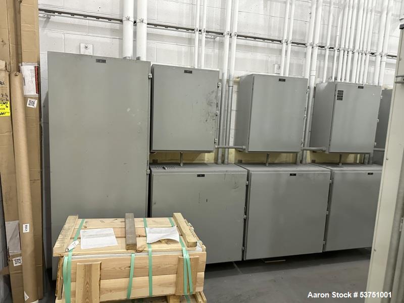 Used Shar Systems 4 Tank Batching System. (1) 1000 gallon stainless steel jacketed tank with 150 hp disperser with 22" high shear impeller; (2) 2200 stainless steel jacketed tanks with 75 hp disperse...