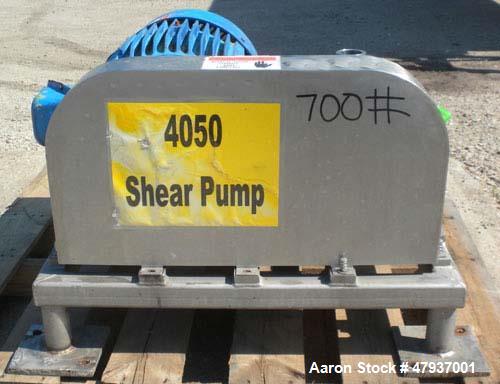 Used Admix Boston Shear Pump, Model BSM37-3-P, 316 Stainless Steel. Approximately 15 to 50 gallons per minute capacity, tip speed 115 feet per second. Approximate 4-1/4 diameter stator, 3 rotor. 2-1/...