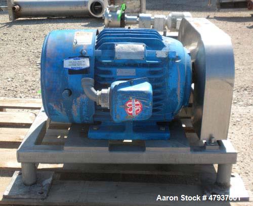 Used Admix Boston Shear Pump, Model BSM37-3-P, 316 Stainless Steel. Approximately 15 to 50 gallons per minute capacity, tip speed 115 feet per second. Approximate 4-1/4 diameter stator, 3 rotor. 2-1/...