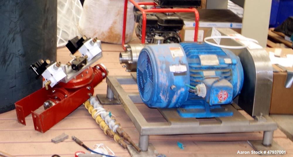 Used Admix Boston Shear Pump, Model BSM37-3-P, 316 Stainless Steel. Approximately 15 to 50 gallons per minute capacity, tip speed 115 feet per second. Approximate 4-1/4 diameter stator, 3 rotor. 2-1/...