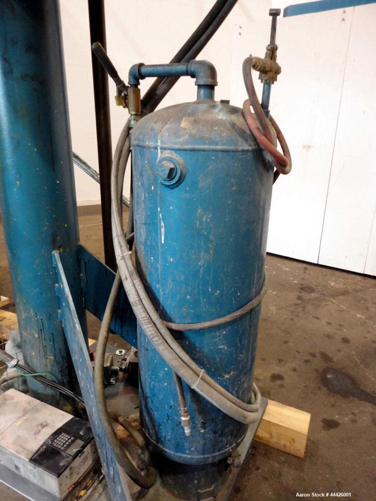 Used Bowers Disperser. 2-1/2" Diameter approximate 53" long 316 stainless steel shaft with a 304 stainless steel 18'' diameter saw tooth blade. Air/oil lift, adjustable tank holder. Driven by a 50 hp...