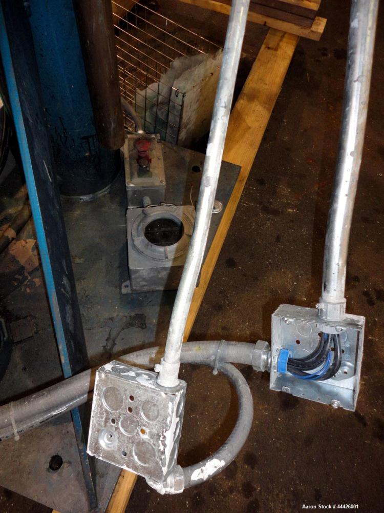 Used Bowers Disperser. 2-1/2" Diameter approximate 53" long 316 stainless steel shaft with a 304 stainless steel 18'' diameter saw tooth blade. Air/oil lift, adjustable tank holder. Driven by a 50 hp...