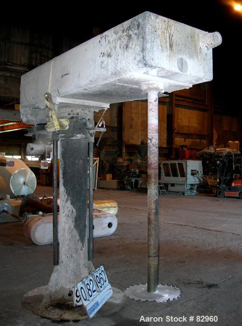 Used Cowles Dissolver, Model 1030VHVX. 3-1/2" Diameter x 66" long stainless steel shaft with 20" diameter sawtooth blade. Will center in an approximate 64" diameter can. 270 Degree swing, 1000 gallon...