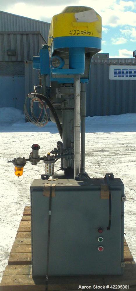 Used Cowles Disperser, Model 410VHV. 1-3/4" diameter x 43" long, 304 stainless steel shaft with a 7" diameter sawtooth blade. Will center in 42-1/2" diameter can. 50 to 150 gallon batch size, air ove...
