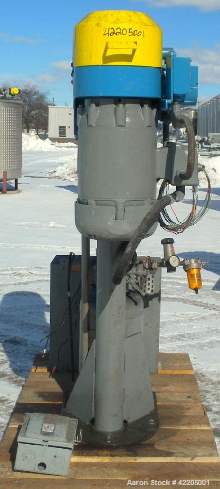 Used Cowles Disperser, Model 410VHV. 1-3/4" diameter x 43" long, 304 stainless steel shaft with a 7" diameter sawtooth blade. Will center in 42-1/2" diameter can. 50 to 150 gallon batch size, air ove...