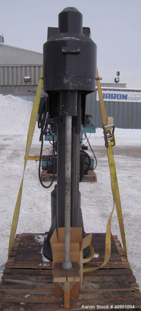 Used Cowles Dissolver, Model 510VHV. 1 1/2" diameter x 44" long stainless steel shaft, no blade. Will center in an approximate 40" diameter can. 270 degree swing, 50 to 150 gallon batch size, air/oil...