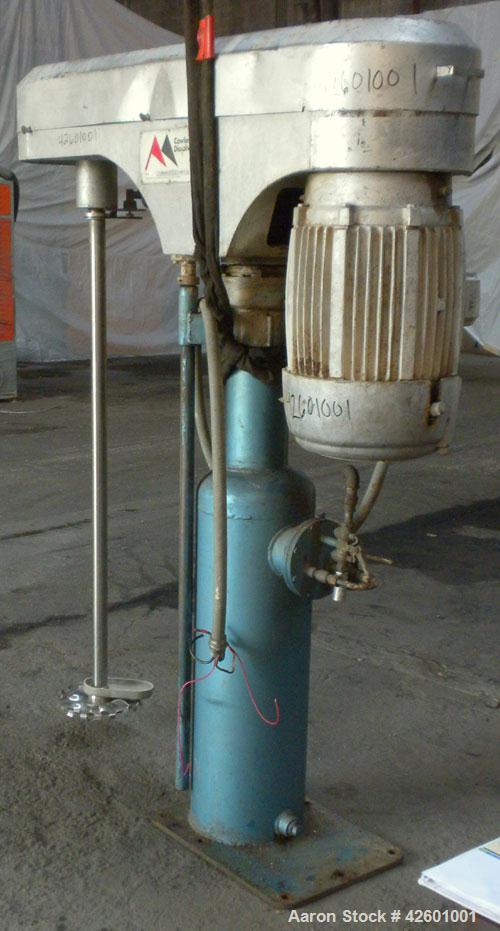 Used Morehouse Cowles Hi-Shear Dissolver, Model 520-VHV. (1) 2" Diameter x 60" long 316 stainless steel shaft with a 12’’ diameter sawtooth blade. Will center in a container up to 49-1/2" diameter. 2...