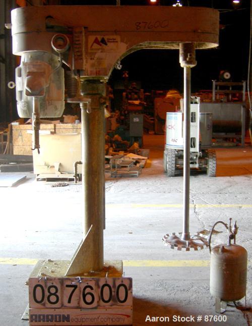 USED: Cowles dissolver, model 520VHV. 2" diameter x 56" long stainless steel shaft with a 16" diameter sawtooth blade. Will center in an approx 48" diameter can. 270 degree swing, 50-300 gallon batch...
