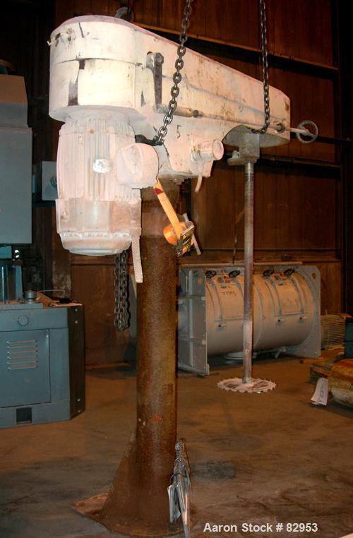 Used Cowles Dissolver, Model 720VHVX. 2-1/2" Diameter x 60" long stainless steel shaft with 18" diameter sawtooth blade. Will center in an approximate 68" diameter can. 270 Degree swing, 150 to 600 g...