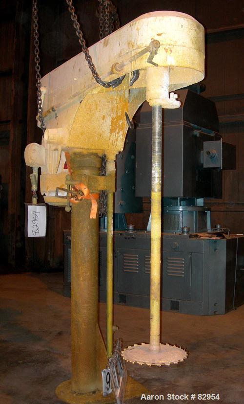 Used Cowles Dissolver, Model 720VHVX. 2-1/2" Diameter x 60" long stainless steel shaft with 18" diameter sawtooth blade. Will center in an approximate 68" diameter can. 270 Degree swing, 150 to 600 g...