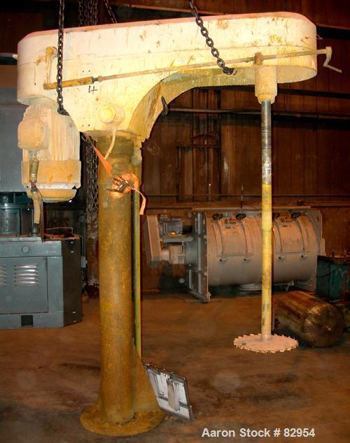 Used Cowles Dissolver, Model 720VHVX. 2-1/2" Diameter x 60" long stainless steel shaft with 18" diameter sawtooth blade. Will center in an approximate 68" diameter can. 270 Degree swing, 150 to 600 g...