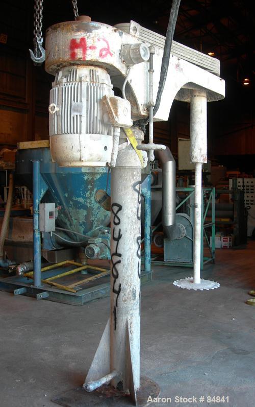 USED: Cowles dissolver, model 720VHV. 2-1/2" diameter x 66" long stainless steel shaft with a 16" diameter sawtooth blade. Will center in an approximate 68" diameter can. 270 degree swing, 150 to 600...