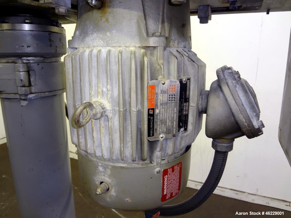 Used Cowles Disperser, Model W-241X. 304 Stainless steel shaft 1-3/4" diameter x 46" long (no mixing blade). Driven by 10 hp, 3/60/230/460 volt, 1755 rpm xp motor. Air over oil lift with tank, manual...