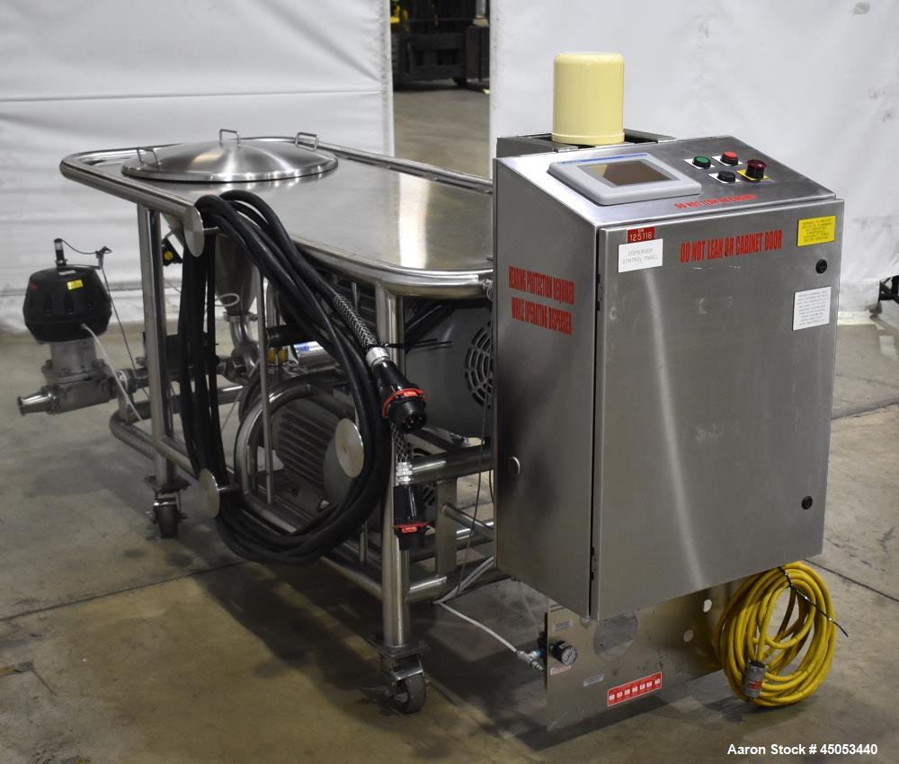 Used Fristam Powder / Disperser Mixer, Model PM 20-53, Stainless Steel. 24" Diameter funnel opening with cover. Maximum flow rate 125 gpm (28 m3/hr). Includes Fristam model FZX 2200 liquid ring pump,...