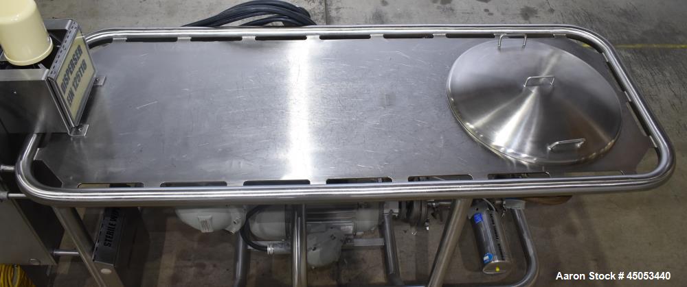 Used Fristam Powder / Disperser Mixer, Model PM 20-53, Stainless Steel. 24" Diameter funnel opening with cover. Maximum flow rate 125 gpm (28 m3/hr). Includes Fristam model FZX 2200 liquid ring pump,...