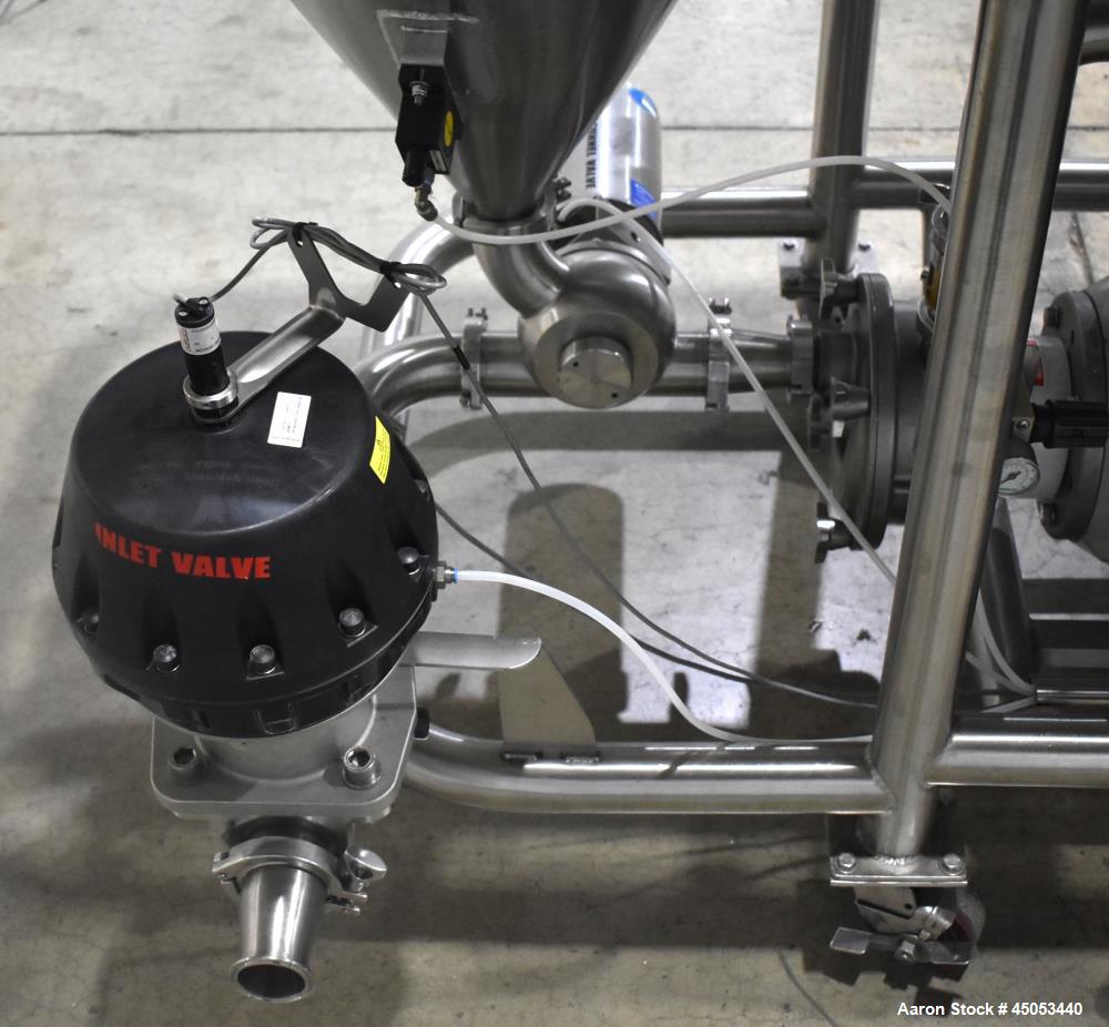 Used Fristam Powder / Disperser Mixer, Model PM 20-53, Stainless Steel. 24" Diameter funnel opening with cover. Maximum flow rate 125 gpm (28 m3/hr). Includes Fristam model FZX 2200 liquid ring pump,...