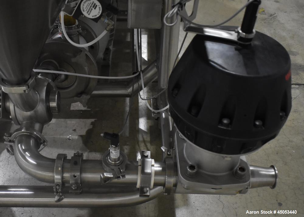 Used Fristam Powder / Disperser Mixer, Model PM 20-53, Stainless Steel. 24" Diameter funnel opening with cover. Maximum flow rate 125 gpm (28 m3/hr). Includes Fristam model FZX 2200 liquid ring pump,...