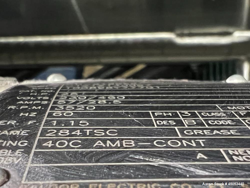 Used Fristam Powder / Disperser Mixer, Model PM 20-53, Stainless Steel. 24" Diameter funnel opening with cover. Maximum flow rate 125 gpm (28 m3/hr). Includes Fristam model FZX 2200 liquid ring pump,...