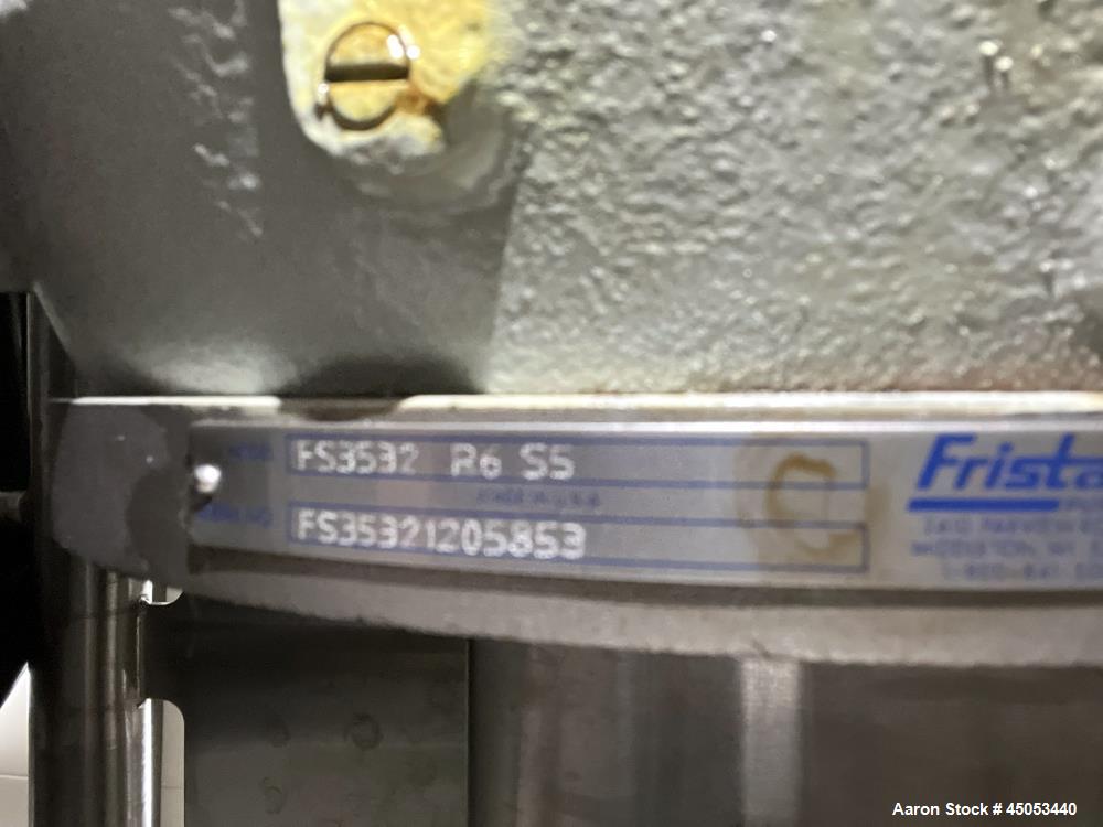 Used Fristam Powder / Disperser Mixer, Model PM 20-53, Stainless Steel. 24" Diameter funnel opening with cover. Maximum flow rate 125 gpm (28 m3/hr). Includes Fristam model FZX 2200 liquid ring pump,...