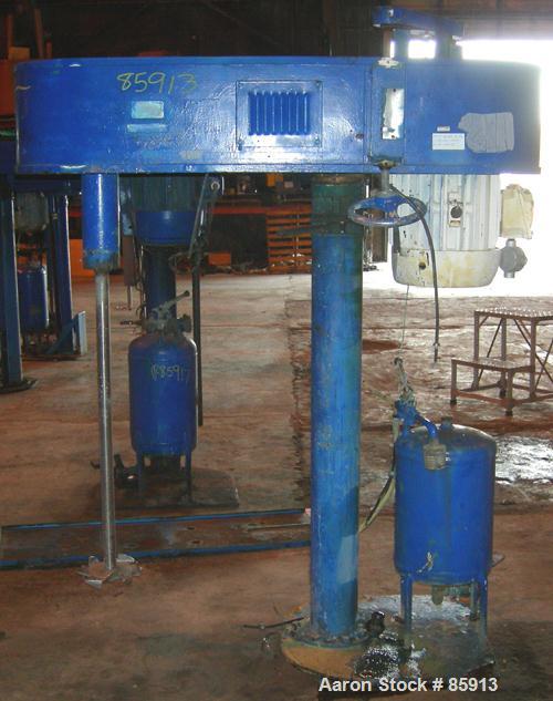 USED: Hockmeyer Disperser, model HV10. 2-3/4" diameter x 44" long, 304 stainless steel shaft with a 9" diameter style "G" blade. Will center in an approximate 48" diameter can. 360 degree rotation, 4...