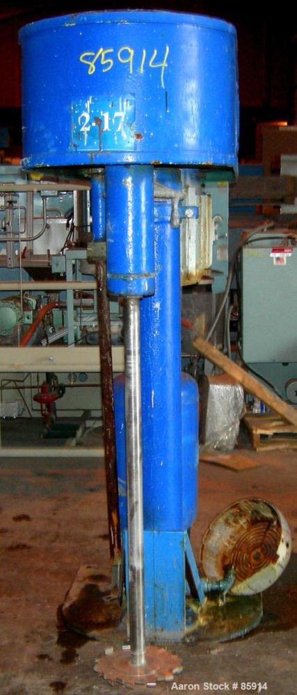 USED: Hockmeyer disperser, model HV10. 2-3/4" diameter x 44" long 304 stainless steel shaft with a 9" diameter style "G" blade. Will center in an approx 48" diameter can. 360 degree rotation, 48" ris...