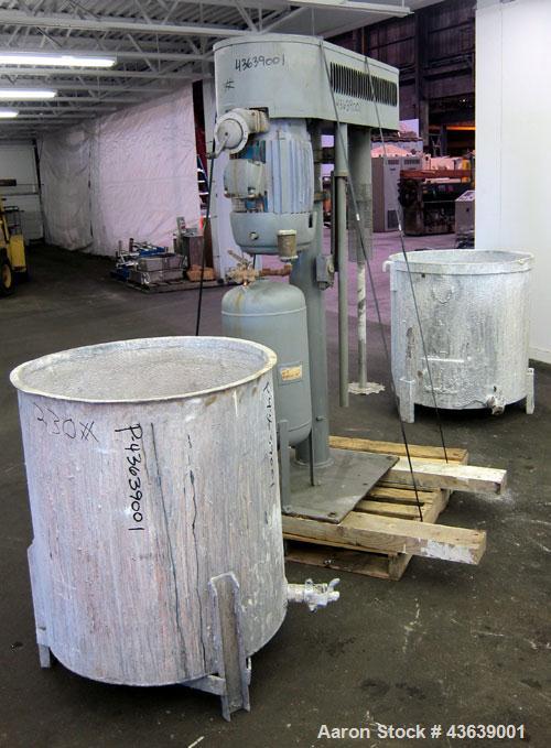 Used Hockmeyer Disperser, Model HV15. 2” Diameter x 41” long 304 stainless steel shaft with a 10” diameter saw tooth blade. Will center in an approximate 48” diameter can. 360 Degree rotation, 48" ri...
