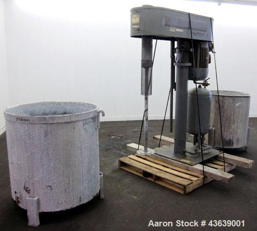 Used Hockmeyer Disperser, Model HV15. 2” Diameter x 41” long 304 stainless steel shaft with a 10” diameter saw tooth blade. Will center in an approximate 48” diameter can. 360 Degree rotation, 48" ri...