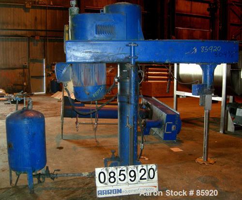 Used Hockmeyer Heavy Duty Disperser, Model HVR-50. 3" diameter x 39" long, 304 stainless steel shaft, 15" diameter style "G" blade. Will center in an approximately 56" diameter can. 360 degree rotati...