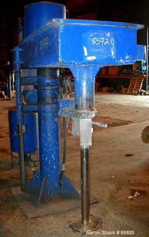 Used Hockmeyer Heavy Duty Disperser, Model HVR-50. 3" diameter x 39" long, 304 stainless steel shaft, 15" diameter style "G" blade. Will center in an approximately 56" diameter can. 360 degree rotati...