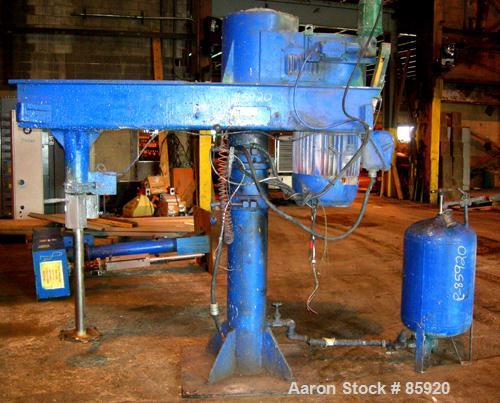 Used Hockmeyer Heavy Duty Disperser, Model HVR-50. 3" diameter x 39" long, 304 stainless steel shaft, 15" diameter style "G" blade. Will center in an approximately 56" diameter can. 360 degree rotati...