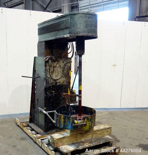 Used Hockmeyer Discperser, Model M. (1) Approximate 2" diameter x 35" long carbon steel shaft with a saw tooth blade. Will center in an approximate 24" diameter can. Manual raise, and lower with a ti...