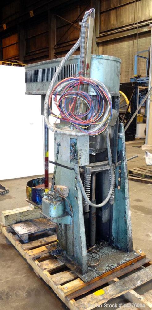 Used Hockmeyer Discperser, Model M. (1) Approximate 2" diameter x 35" long carbon steel shaft with a saw tooth blade. Will center in an approximate 24" diameter can. Manual raise, and lower with a ti...