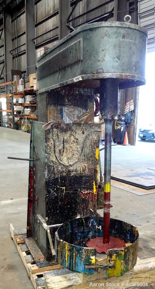 Used Hockmeyer Discperser, Model M. (1) Approximate 2" diameter x 35" long carbon steel shaft with a saw tooth blade. Will center in an approximate 24" diameter can. Manual raise, and lower with a ti...