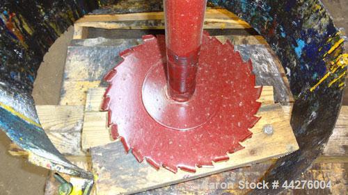 Used Hockmeyer Discperser, Model M. (1) Approximate 2" diameter x 35" long carbon steel shaft with a saw tooth blade. Will center in an approximate 24" diameter can. Manual raise, and lower with a ti...
