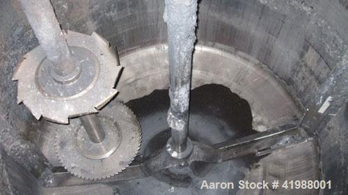Used Hockmeyer Dual Shaft Disperser. 200 hp XP, 2400 gallon stainless steel non-jacketed mixing tank. Manufactured 2003.