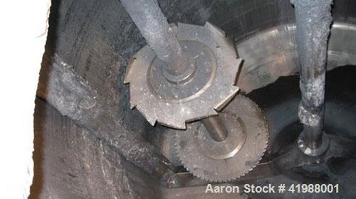 Used Hockmeyer Dual Shaft Disperser. 200 hp XP, 2400 gallon stainless steel non-jacketed mixing tank. Manufactured 2003.