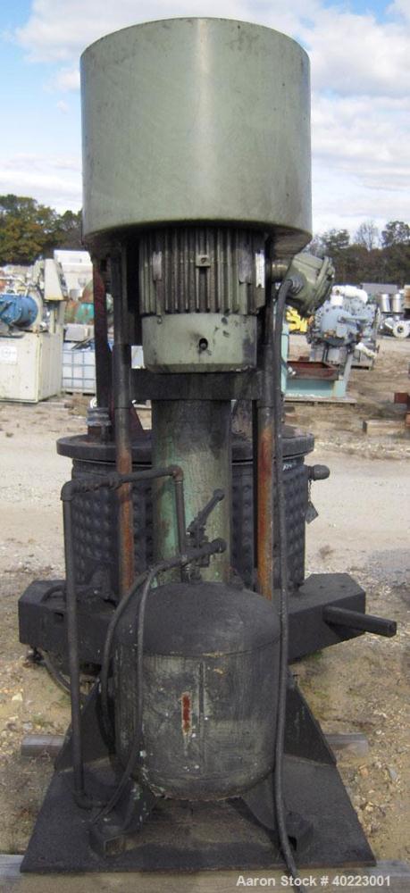Used Jaygo Disperser, Model D4. Driven by a  20 hp, 3/60/230/460 volt, 1755 rpm XP motor. Includes (5) approximately 80 gallon stainless steel jacketed mixing tanks.