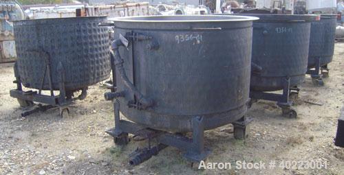 Used Jaygo Disperser, Model D4. Driven by a  20 hp, 3/60/230/460 volt, 1755 rpm XP motor. Includes (5) approximately 80 gallon stainless steel jacketed mixing tanks.