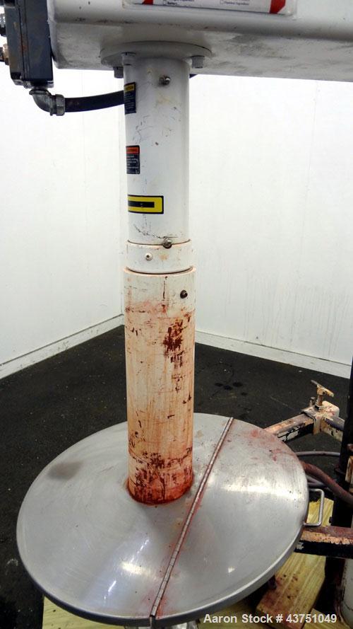 Used Jaygo Variable High Speed High Shear Disperser, Model HS-7510. (1) 2" Diameter stainless steel shaft with an 8" diameter sawtooth blade. Air/oil lift, 360 degree rotation, approximately 500-2500...