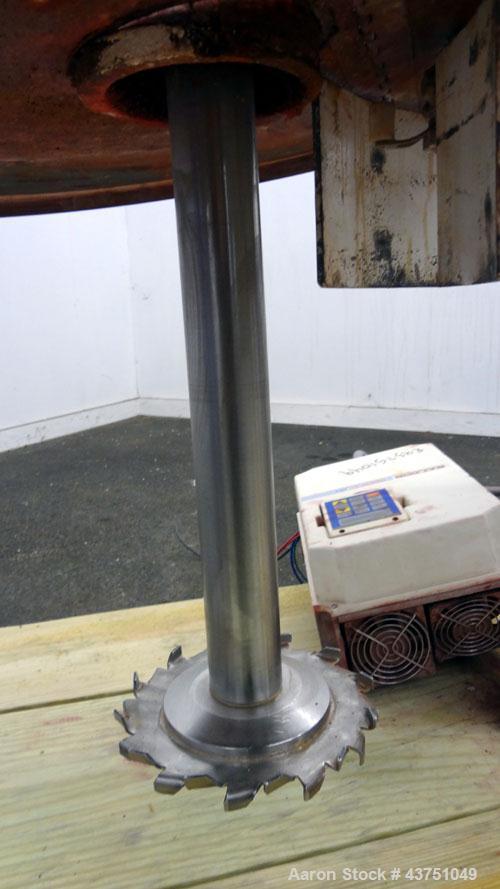 Used Jaygo Variable High Speed High Shear Disperser, Model HS-7510. (1) 2" Diameter stainless steel shaft with an 8" diameter sawtooth blade. Air/oil lift, 360 degree rotation, approximately 500-2500...
