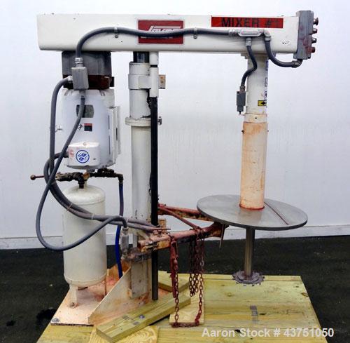 Used Jaygo Variable High Speed High Shear Disperser, Model HS-7510. (1) 2" Diameter stainless steel shaft with an 8" diameter sawtooth blade. Air/oil lift, 360 degree rotation, approximately 500-2500...
