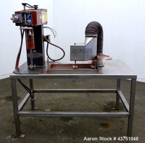 Used Jaygo Bench Top Lab Disperser, Model HS123. Approximate 7/8" diameter shaft with a 4-1/2" diameter sawtooth blade, driven by a 2 hp, 3/60/230/460 volt, 1725 rpm XP motor. Manual lift. Will cente...