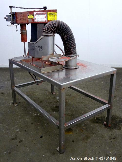 Used Jaygo Bench Top Lab Disperser, Model HS123. Approximate 7/8" diameter shaft with a 4-1/2" diameter sawtooth blade, driven by a 2 hp, 3/60/230/460 volt, 1725 rpm XP motor. Manual lift. Will cente...