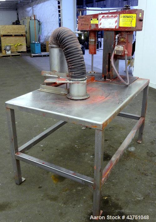 Used Jaygo Bench Top Lab Disperser, Model HS123. Approximate 7/8" diameter shaft with a 4-1/2" diameter sawtooth blade, driven by a 2 hp, 3/60/230/460 volt, 1725 rpm XP motor. Manual lift. Will cente...