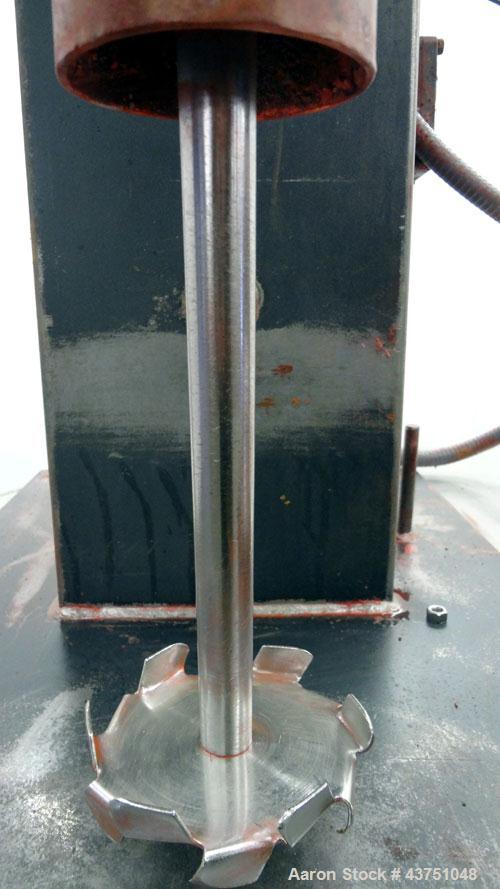 Used Jaygo Bench Top Lab Disperser, Model HS123. Approximate 7/8" diameter shaft with a 4-1/2" diameter sawtooth blade, driven by a 2 hp, 3/60/230/460 volt, 1725 rpm XP motor. Manual lift. Will cente...