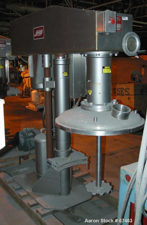 USED:J aygo disperser, model Special HS1530. 15 hp 230/460 volt 1760 rpm vari-speed motor, 1000-2000 rpm, 2" diameter x 32" long shaft witha 10" sawtooth blade, air/oil lift. Unit includes a 30" diam...