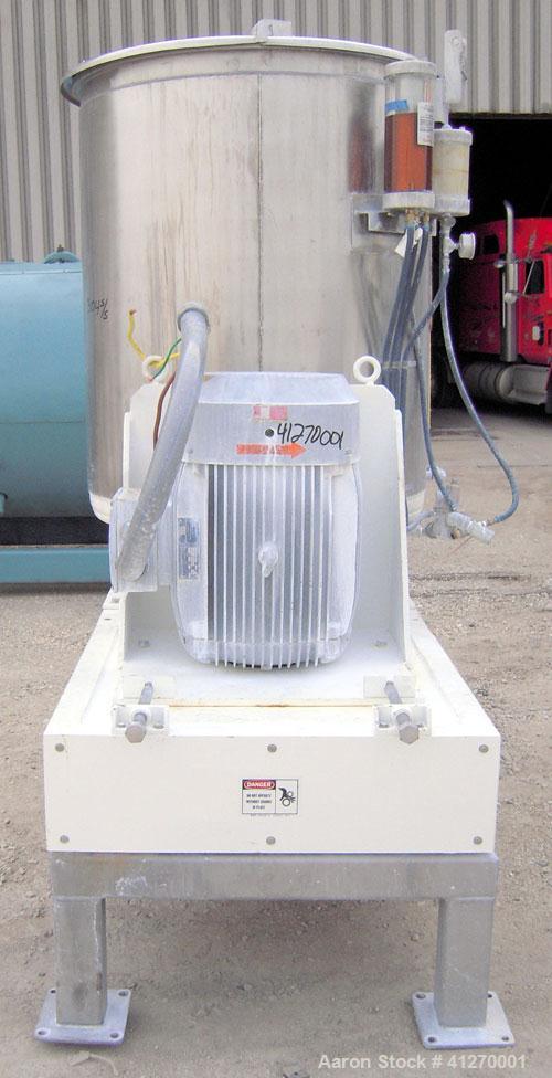 Used Kady Mill, Model 4A-C, 304 Stainless Steel. 250 gallon operating volume. 42" diameter x 50" deep stainless steel jacketed tank, rated up to 20 psi. Top 1/2 hinged cover with set in safety grate....