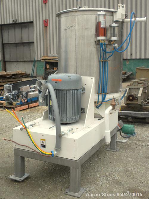 Used Kady Mill, Model 4A-C, 304 stainless steel. 250 gallon operating volume. 42" diameter x 50" deep stainless steel jacketed tank, rated up to 20 psi. Top 1/2 hinged cover with set in safety grate....