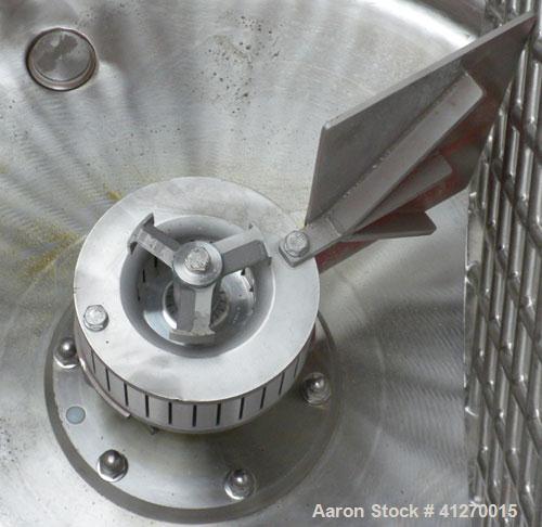 Used Kady Mill, Model 4A-C, 304 stainless steel. 250 gallon operating volume. 42" diameter x 50" deep stainless steel jacketed tank, rated up to 20 psi. Top 1/2 hinged cover with set in safety grate....